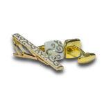 دکمه سر آستین سه تکه طرح مربع پیزلی WB37 سفید
