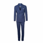 كت و شلوار دبل برست كنفي نيم آستر SU12 سرمه اي