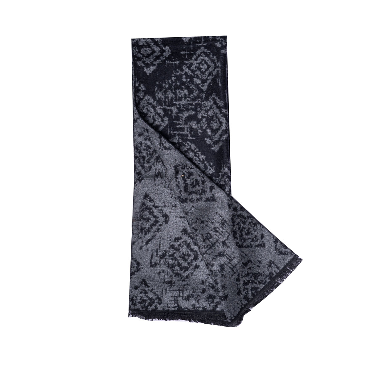 1 شال گردن موهر طرح لوزي محو SHA35 مشكي طوسي - Image 1