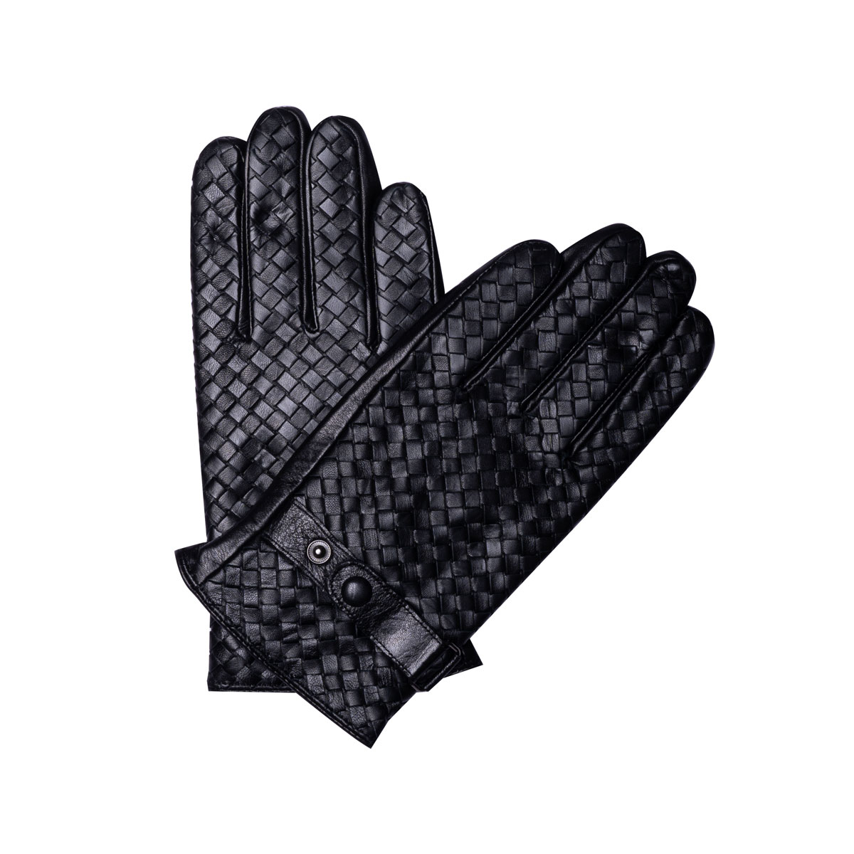 1 دستكش چرم طرح حصيري GL01 مشكي - Image 1