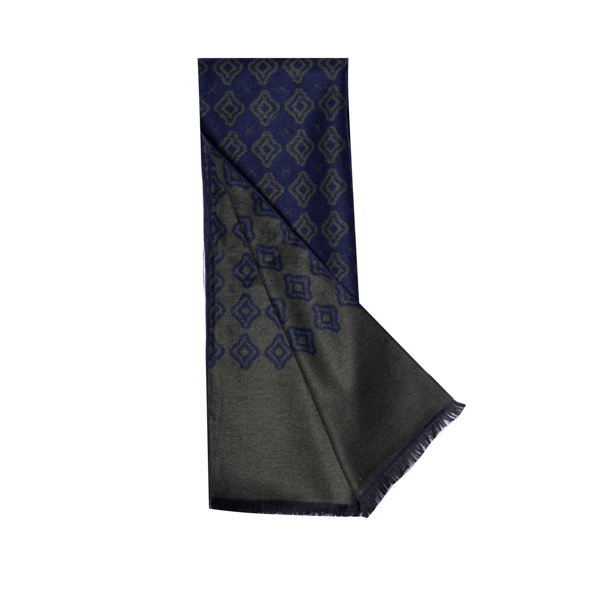 1 شال گردن موهر طرح لوزي SHA32 سرمه اي سبز - Image 1