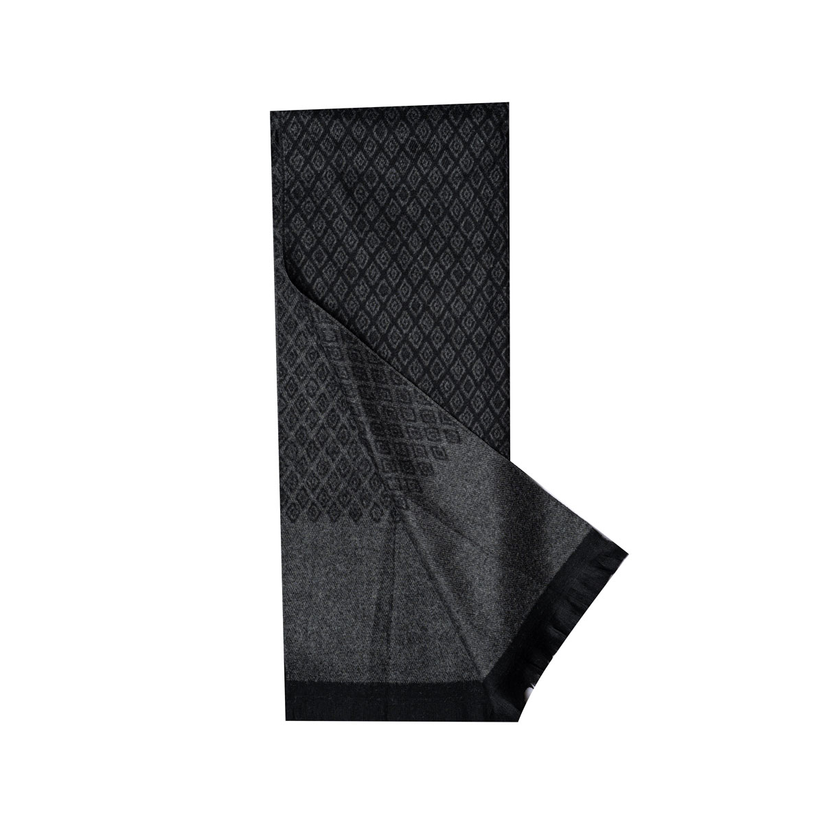 1 شال گردن موهر طرح لوزي SHA38 مشكي طوسي - Image 1